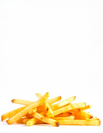 french fries isolated on a white background. close-up.の写真素材