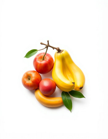 Fruits isolated on a white background. Apple, bananaの写真素材