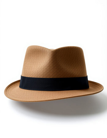 Brown hat isolated on white background with clipping path. Top view.の写真素材