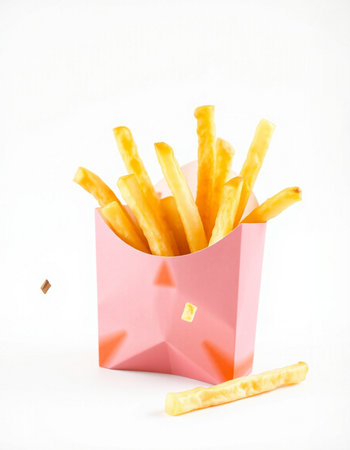 French fries in a pink box on a white background, fast foodvector, icon, symbol, design, illustration, graphic, set, abstract, line, elementの写真素材