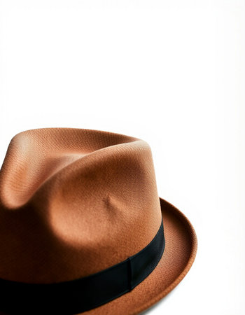 Brown hat isolated on white background. Close up of brown hat.の写真素材