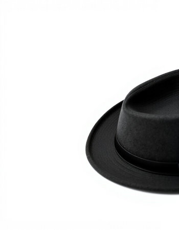 Black hat isolated on a white background with copy space for text.の写真素材