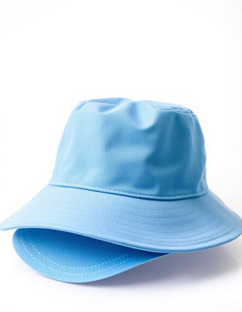 Blue cap isolated on white background. Hat with blue visor.の写真素材
