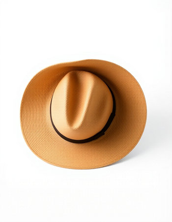 Straw hat isolated on white background with clipping path. Top view.