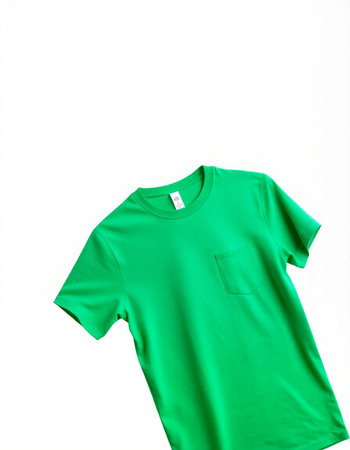 Green t-shirt isolated on a white background. Clipping path included.の写真素材