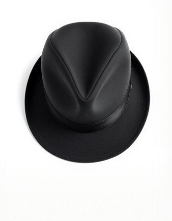 Black hat isolated on a white background. Top view. Flat lay.の写真素材