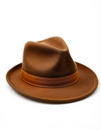 Brown hat isolated on white background. Clipping path included for easy extraction.の写真素材