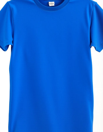 Blue t-shirt isolated on white background. Clipping path included.の写真素材