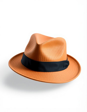 Orange hat isolated on white background. Clipping path included for easy extraction.の写真素材