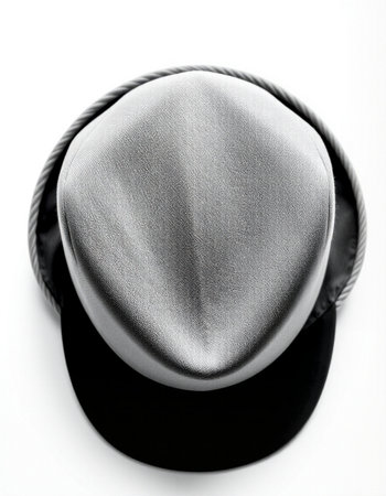 Black and white hat isolated on a white background. Top view.の写真素材