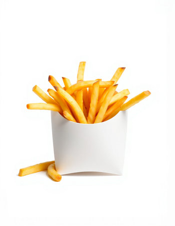 French fries in white box isolated on white background with clipping path.vector, icon, symbol,...