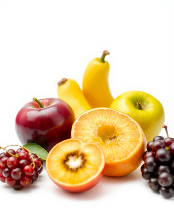 Fruits isolated on white background. Healthy food. Fresh fruits.