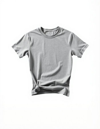 Grey t-shirt isolated on white background. Clipping path included.の写真素材