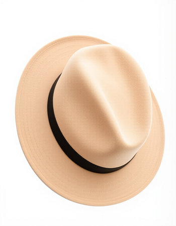 Beach hat isolated on white background. Top view. Flat lay.の写真素材