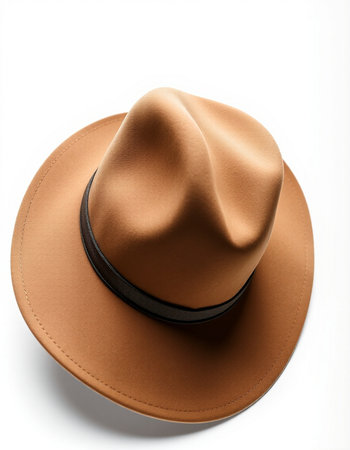 Brown cowboy hat isolated on white background with clipping path. Top view.の写真素材