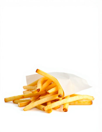 French fries isolated on white background with copy space for your text.