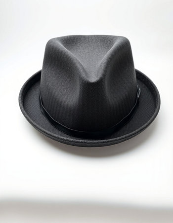Black hat isolated on white background with copy space for your text.の写真素材