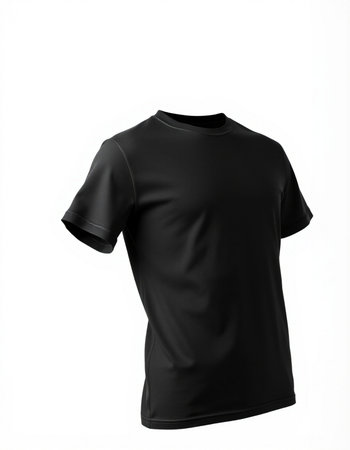 Black t-shirt isolated on white background. 3d rendering.の写真素材