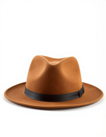 Brown hat isolated on white background. Clipping path included.の写真素材