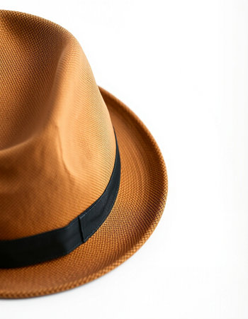 Brown hat isolated on white background. Close-up. Selective focus.の写真素材