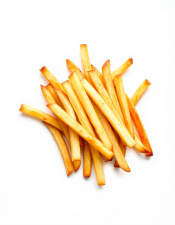 french fries isolated on a white background, closeup of photoの写真素材