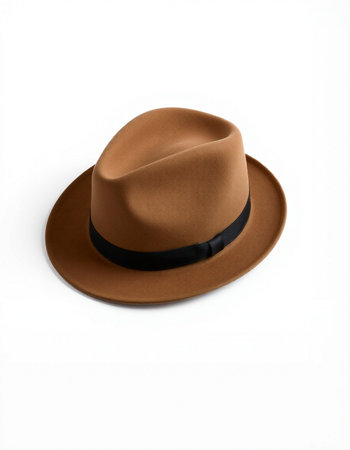 Brown hat isolated on white background with clipping path. Top view.の写真素材