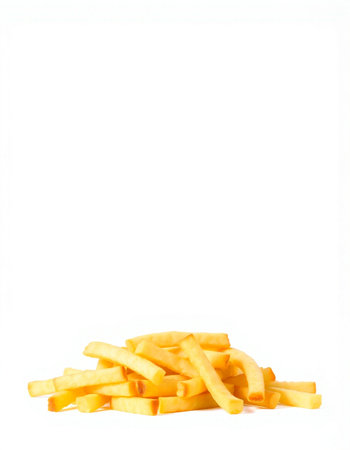 french fries isolated on white background. ready for your design.の写真素材