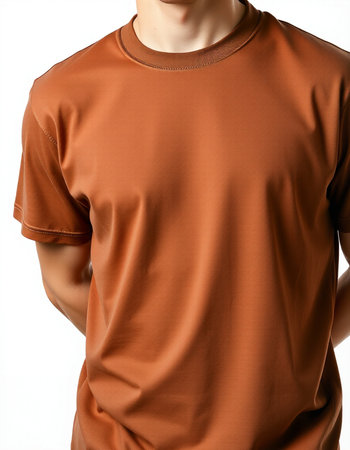 Men's t-shirt on a mannequin on a white backgroundの写真素材