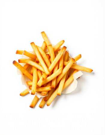 French fries isolated on white background. Selective focus. Toned.