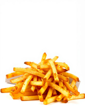 French fries isolated on white background. Selective focus. Shallow DOF.