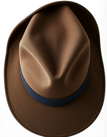 Brown hat isolated on white background with clipping path. Top view.の写真素材