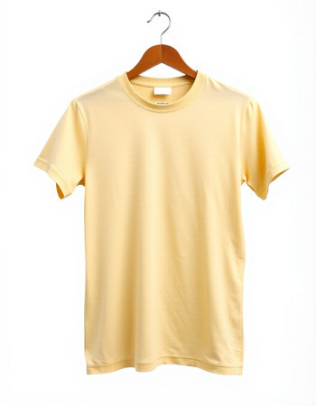 Yellow t-shirt on a hanger isolated on a white background