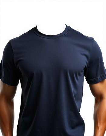 Men's t-shirt on a mannequin on a white backgroundの写真素材