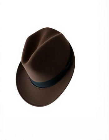 Brown hat isolated on white background with clipping path. Top view.の写真素材