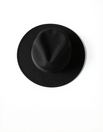Black hat isolated on a white background. Top view. Flat lay.の写真素材