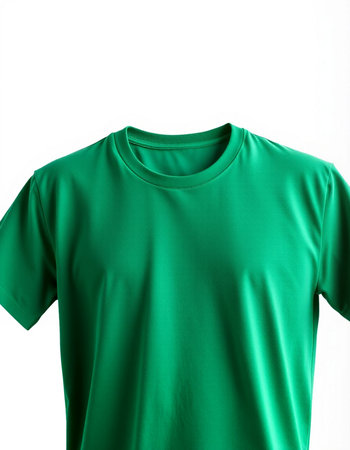 Green t-shirt isolated on white background. Clipping path included.