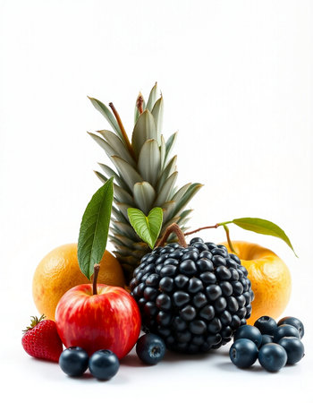 Fruits isolated on a white background. Healthy food. Diet.
