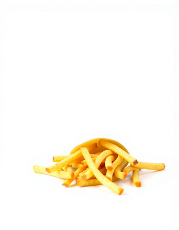 french fries isolated on white background with clipping path and full depth of field