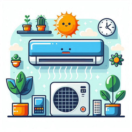Air conditioner flat vector illustration. Cool air conditioner flat vector illustration.のイラスト素材
