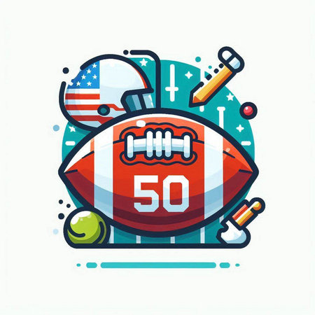American football icon in flat line style. Vector illustration for your designのイラスト素材