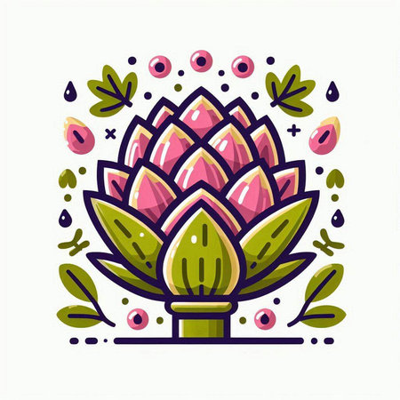 Artichoke flower vector illustration. Hand drawn artichoke flower icon.のイラスト素材