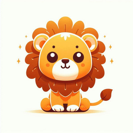Cute cartoon lion isolated on a white background. Vector illustration.のイラスト素材