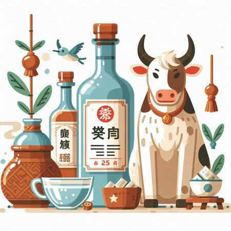 Chinese New Year 2021. Year of the Ox. Vector illustration.のイラスト素材