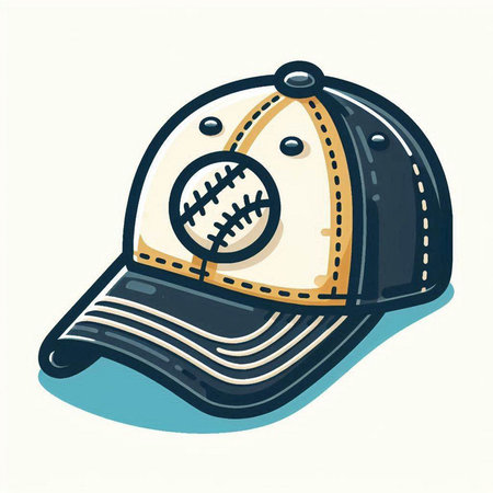 Baseball cap on a white background. Vector illustration in retro style.のイラスト素材