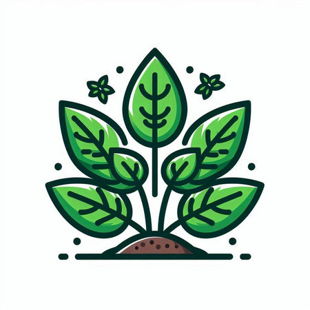 Plant icon. Vector illustration of green plant with leaves and seeds.のイラスト素材