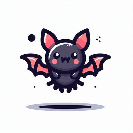 Cute bat cartoon vector illustration. Cute cartoon bat character.のイラスト素材