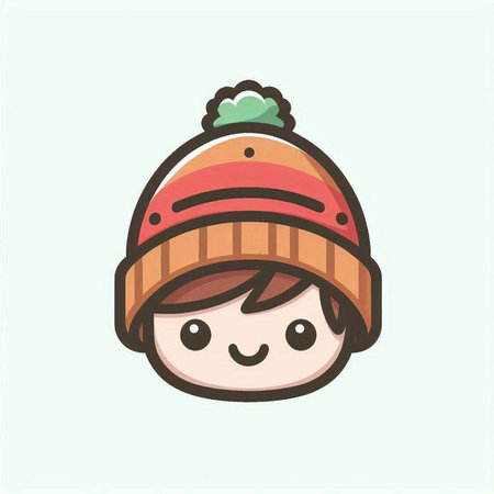 Cute cartoon boy in a knitted hat. Vector illustration.のイラスト素材