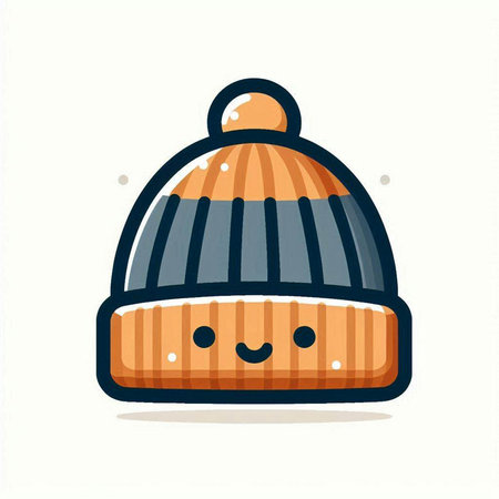 Cute knitted winter hat. Vector illustration. Isolated on white background.のイラスト素材
