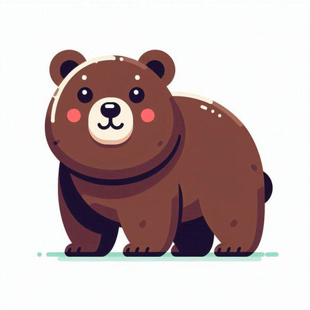 Cute brown bear on a white background. Vector illustration in cartoon style.のイラスト素材
