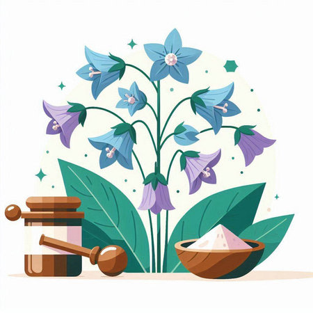 Campanula officinalis, medicinal plant. Vector illustration.のイラスト素材